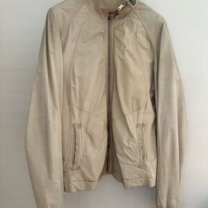 Rick Owen’s Intarsia High Neck Leather Jacket